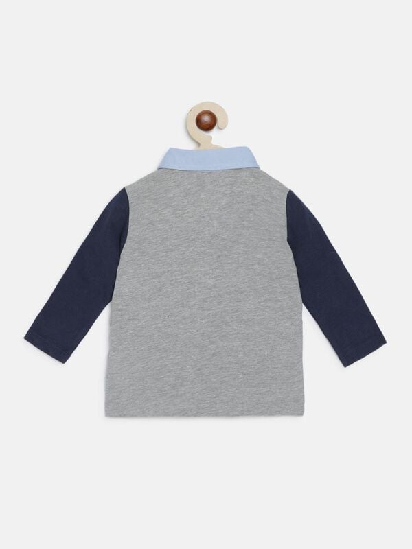 Boys Polo Long Sleeve T-Shirt With Striped Pattern image number 1